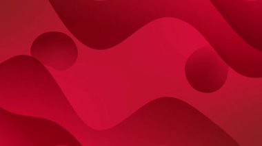 Dalgalı ve dairesel şekillere sahip asgari kırmızı gradyan soyut animasyon, video animasyonu için minimal arkaplan.