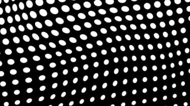 Beyaz oval noktalı siyah arkaplan dinamik dalga desenli, modern tasarımlar için kusursuz döngü animasyonu.