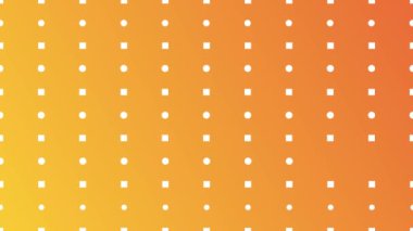 Değişen beyaz noktalar ve kareler ızgara desenli turuncu eğimli arkaplan, kusursuz döngü canlandırması.