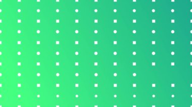Değişen beyaz noktalar ve kareler ızgara desenli yeşil eğimli arkaplan, kusursuz döngü canlandırması.