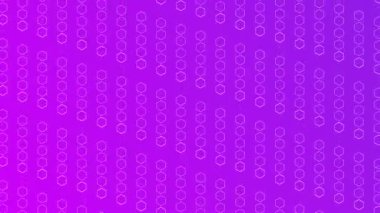 Beyaz altıgen sütunları olan mor gradyan arka plan, kusursuz döngü animasyonu, modern ve teknolojik tasarımlar için mükemmel..