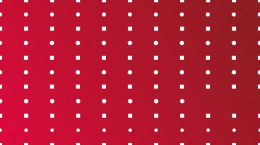 Kırmızı gradyan arkaplan, beyaz noktalar ve kareler ızgara deseninde, kusursuz döngü canlandırması.