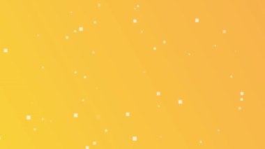 Sarı eğimli arka plan, küçük beyaz kareler rastgele dağılmış, kusursuz döngü animasyonu, minimalist tasarımlar için mükemmel..