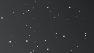 Siyah gri arka plan, küçük beyaz kareler rastgele dağılmış, kusursuz döngü animasyonu, minimalist tasarımlar için mükemmel..