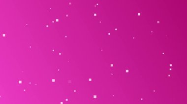 Pembe gradyan arka plan, küçük beyaz kareler rastgele dağılmış, kusursuz döngü animasyonu, minimalist tasarımlar için mükemmel..