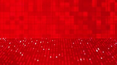 Kırmızı Çemberler ve Kareler Geometrik Soyut Arkaplan Döngüsü.