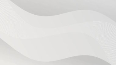 Beyaz arka plan, pürüzsüz dalgalı beyaz çizgiler, zarif bir soyut akış yaratıyor. Video animasyonu için minimal arkaplan, teknoloji veya iş kullanımı için mükemmel.