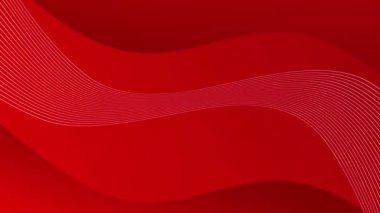 Dalgalı beyaz çizgileri olan kırmızı zemin zarif bir soyut akış yaratıyor. Video animasyonu için minimal arkaplan, teknoloji veya iş kullanımı için mükemmel.