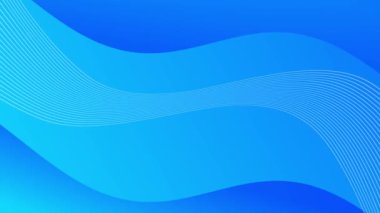Dalgalı beyaz çizgileri olan mavi arkaplan zarif bir soyut akış yaratıyor. Video animasyonu için minimal arkaplan, teknoloji veya iş kullanımı için mükemmel.