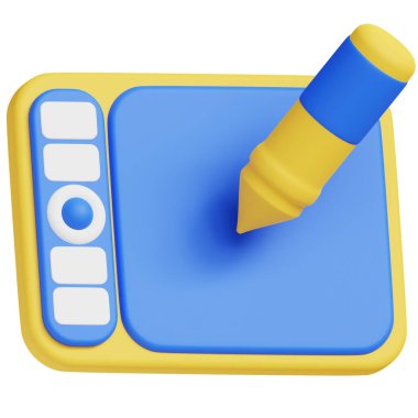 Grafik Tablet 3d resimleme: İş, teknoloji, web siteleri, uygulamalar, eğitim ve pazarlama için idealdir. Modern 3D tasarım grafikleri.