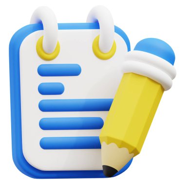 Notlar 3d simge çizimi. İş, teknoloji, şirket, web siteleri, uygulamalar, eğitim, pazarlama ve promosyon için harika. 3d. Kütüphane grafikleri.