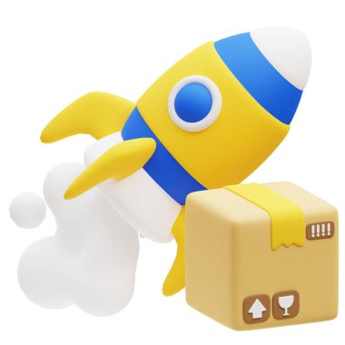 Express Delivery 3d ikon illüstrasyonu. İş, teknoloji, şirket, web siteleri, uygulamalar, eğitim, pazarlama ve promosyon için harika. Nakliye Lojistik 3d grafikleri.