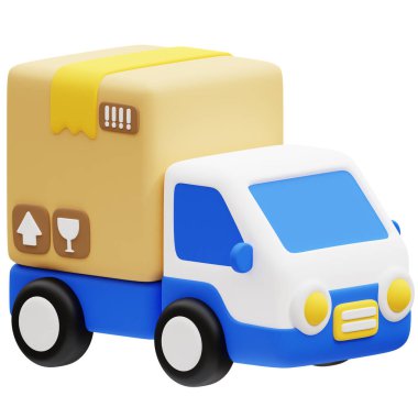 Düzenli Teslimat 3d ikon illüstrasyonu. İş, teknoloji, şirket, web siteleri, uygulamalar, eğitim, pazarlama ve promosyon için harika. Nakliye Lojistik 3d grafikleri.