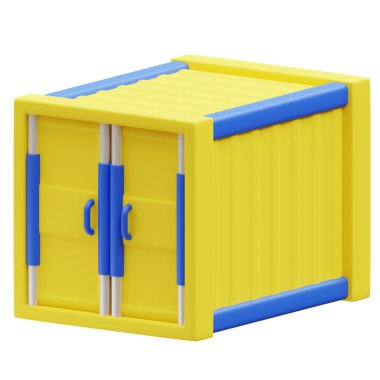 Konteynır Depolama 3d simgesi çizimi. İş, teknoloji, şirket, web siteleri, uygulamalar, eğitim, pazarlama ve promosyon için harika. Fabrika Sanayi 3D grafikleri.