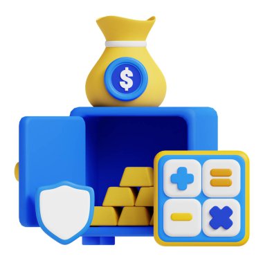 Büyük Kaydet 3D simge grafik resimleme. İş, teknoloji, şirket, web siteleri, uygulamalar, eğitim, pazarlama ve tanıtım için ideal.