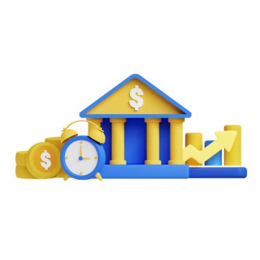 Deposit and Investment 3D icon graphics illustration. Ideal for business, technology, company, websites, apps, education, marketing and promotion. clipart