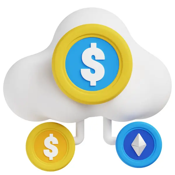 Blok zinciri 3d simgesi çizimi. İş, teknoloji, şirket, web siteleri, uygulamalar, eğitim, pazarlama ve promosyon için harika. Finansal Yatırım 3D grafikleri.