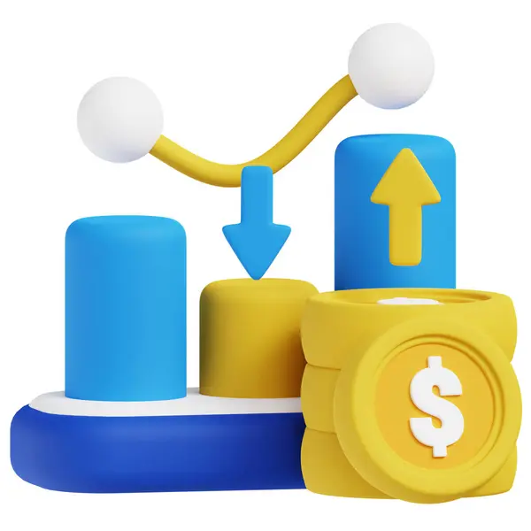 Değişkenlik Yatırım 3d simgesi. İş, teknoloji, şirket, web siteleri, uygulamalar, eğitim, pazarlama ve promosyon için harika. Finansal Yatırım 3D grafikleri.