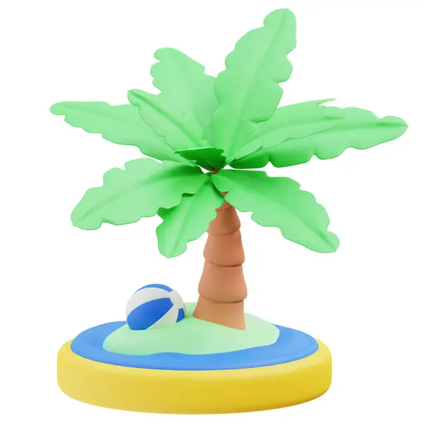 Plaj sahili 3D ikon çizimi. İş, teknoloji, şirket, web siteleri, uygulamalar, eğitim, pazarlama ve promosyon için harika. Seyahat 3d grafikleri.