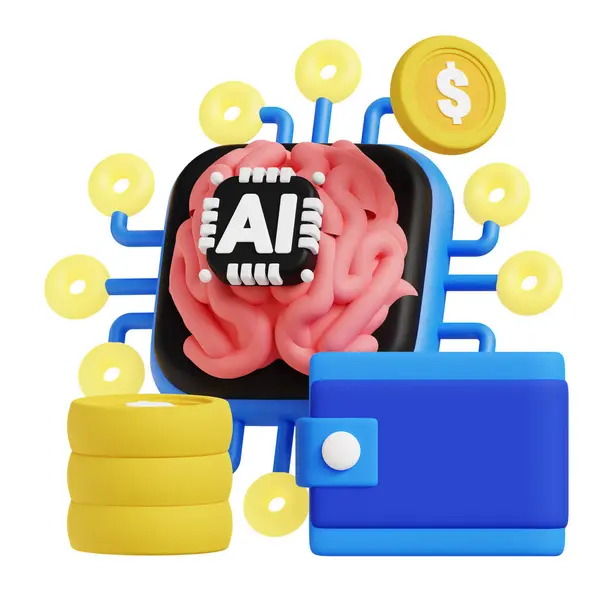 Finansal 3D ikon grafik çizimi için yapay zeka. İş, teknoloji, şirket, web siteleri, uygulamalar, eğitim, pazarlama ve tanıtım için ideal.
