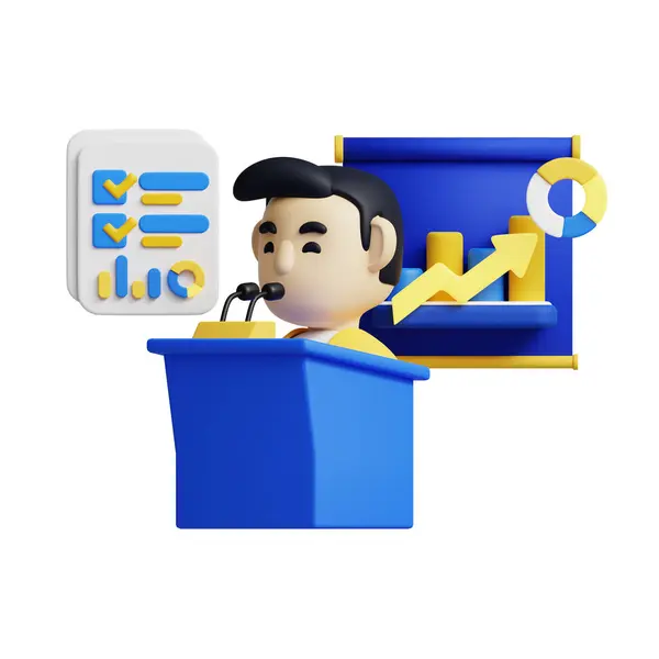İş Analizcisi Konferansları 3D ikon grafik illüstrasyonu. İş, teknoloji, şirket, web siteleri, uygulamalar, eğitim, pazarlama ve tanıtım için ideal.