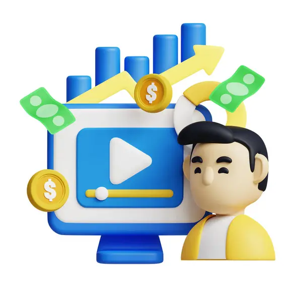 İş Hikayesi Anlatım 3D ikon grafik çizimi. İş, teknoloji, şirket, web siteleri, uygulamalar, eğitim, pazarlama ve tanıtım için ideal.