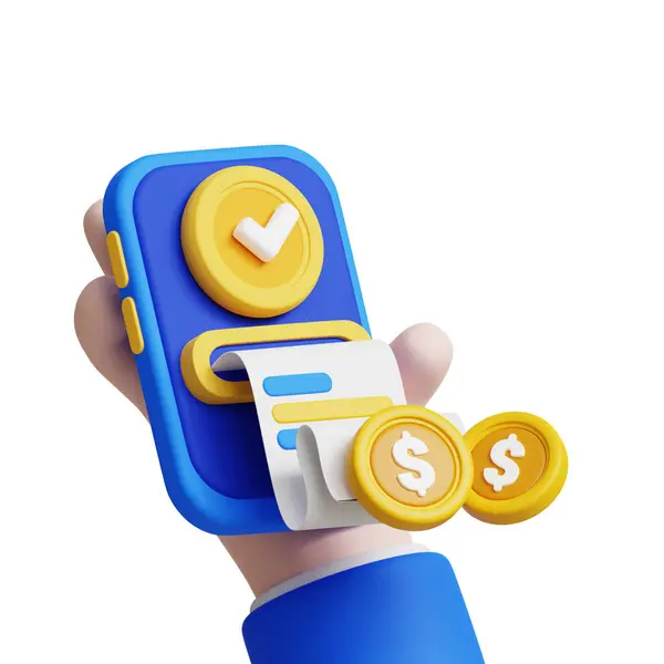 Mobil Bankacılık 3D ikon grafik illüstrasyonu. İş, teknoloji, şirket, web siteleri, uygulamalar, eğitim, pazarlama ve tanıtım için ideal.
