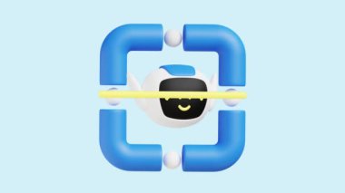 Yüz Tanıma 3 boyutlu animasyon simgesi. İş, teknoloji, şirket, web siteleri, uygulamalar, eğitim, pazarlama ve promosyon için harika. Yapay Zeka 3d simge canlandırması.