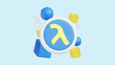 Lambda Teknoloji animasyon 3D ikonu. İş, teknoloji, şirket, web siteleri, uygulamalar, eğitim, pazarlama ve promosyon için harika. Yapay Zeka 3d simge canlandırması.