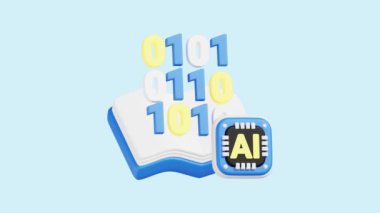 Makine Öğrenme Canlandırılmış 3D simgesi. İş, teknoloji, şirket, web siteleri, uygulamalar, eğitim, pazarlama ve promosyon için harika. Yapay Zeka 3d simge canlandırması.