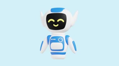 Robot Asistanı animasyon 3D simgesi. İş, teknoloji, şirket, web siteleri, uygulamalar, eğitim, pazarlama ve promosyon için harika. Yapay Zeka 3d simge canlandırması.