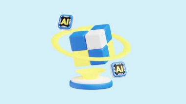 Sanal Görünüm Canlandırılmış 3D simgesi. İş, teknoloji, şirket, web siteleri, uygulamalar, eğitim, pazarlama ve promosyon için harika. Yapay Zeka 3d simge canlandırması.