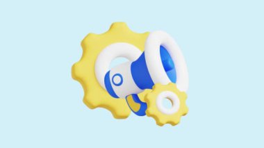 Otomatik Pazarlama 3D animasyon simgesi. İş, teknoloji, şirket, web siteleri, uygulamalar, eğitim, pazarlama ve promosyon için harika. Pazarlama Reklam 3d simgesi canlandırması.