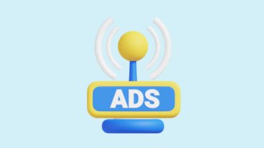 Radyo Kampanyaları 3D animasyon ikonu. İş, teknoloji, şirket, web siteleri, uygulamalar, eğitim, pazarlama ve promosyon için harika. Pazarlama Reklam 3d simgesi canlandırması.