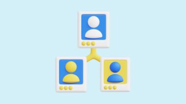 Grup Bağlantıları 3D canlandırma simgesi. İş, teknoloji, şirket, web siteleri, uygulamalar, eğitim, pazarlama ve promosyon için harika. Pazarlama Reklam 3d simgesi canlandırması.
