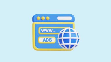 Çevrimiçi Reklam Canlandırması 3D simgesi. İş, teknoloji, şirket, web siteleri, uygulamalar, eğitim, pazarlama ve promosyon için harika. Pazarlama Reklam 3d simgesi canlandırması.