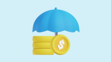 Sigorta Koruma Animasyonu 3D simgesi. İş, teknoloji, şirket, web siteleri, uygulamalar, eğitim, pazarlama ve promosyon için harika. Finansal Yatırım 3D simge canlandırması.