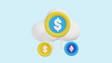 Blockchain animasyon 3d simgesi. İş, teknoloji, şirket, web siteleri, uygulamalar, eğitim, pazarlama ve promosyon için harika. Finansal Yatırım 3D simge canlandırması.