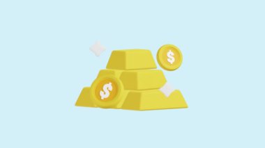 Altın Yatırım animasyon 3D ikonu. İş, teknoloji, şirket, web siteleri, uygulamalar, eğitim, pazarlama ve promosyon için harika. Finansal Yatırım 3D simge canlandırması.