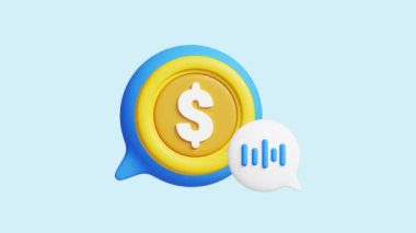 Ödeme Konuşması canlandırmalı 3D simgesi. İş, teknoloji, şirket, web siteleri, uygulamalar, eğitim, pazarlama ve promosyon için harika. Çevrimiçi Ödemeler 3d simge canlandırması.