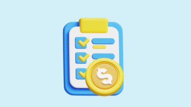 Ödeme raporu 3D simgesi. İş, teknoloji, şirket, web siteleri, uygulamalar, eğitim, pazarlama ve promosyon için harika. Çevrimiçi Ödemeler 3d simge canlandırması.