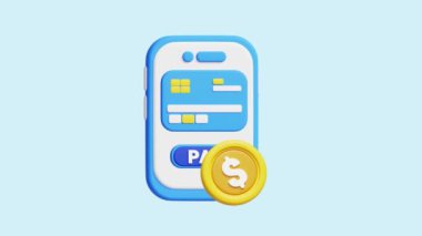 Mobil Aktarım Canlandırma 3d simgesi. İş, teknoloji, şirket, web siteleri, uygulamalar, eğitim, pazarlama ve promosyon için harika. Çevrimiçi Ödemeler 3d simge canlandırması.