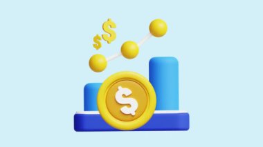 Veri Analitiği 3D animasyon simgesi. İş, teknoloji, şirket, web siteleri, uygulamalar, eğitim, pazarlama ve promosyon için harika. Çevrimiçi Ödemeler 3d simge canlandırması.