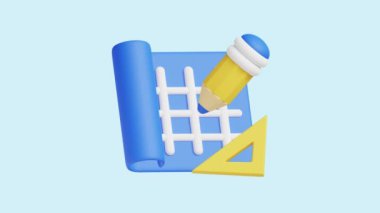 Plan 3D İkona: İş, teknoloji, web siteleri, uygulamalar, eğitim ve pazarlama için ideal. Modern 3B tasarım animasyonu