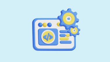 Web Geliştirme 3D İkonası: İş, teknoloji, web siteleri, uygulamalar, eğitim, pazarlama için ideal. Modern 3B tasarım animasyonu.