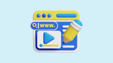 İçerik Yönetimi 3D canlandırma simgesi. İş, teknoloji, şirket, web siteleri, uygulamalar, eğitim, pazarlama ve promosyon için harika. Web Sitesi En İyileştirme 3d simge canlandırması.