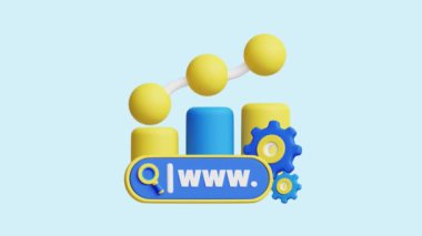 Grafik Akımı canlandırılmış 3D simgesi. İş, teknoloji, şirket, web siteleri, uygulamalar, eğitim, pazarlama ve promosyon için harika. Web Sitesi En İyileştirme 3d simge canlandırması.