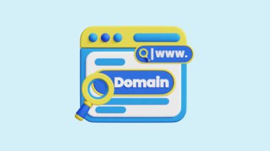Alan Adları Canlandırılmış 3d simgesi. İş, teknoloji, şirket, web siteleri, uygulamalar, eğitim, pazarlama ve promosyon için harika. Web Sitesi En İyileştirme 3d simge canlandırması.
