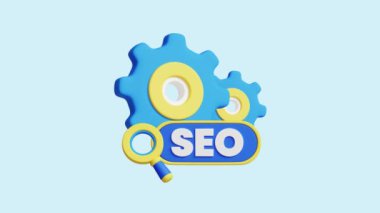 SEO Performans Animasyon 3D simgesi. İş, teknoloji, şirket, web siteleri, uygulamalar, eğitim, pazarlama ve promosyon için harika. Web Sitesi En İyileştirme 3d simge canlandırması.