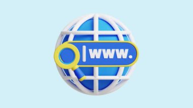 Web Tarayıcı canlandırmalı 3D simge. İş, teknoloji, şirket, web siteleri, uygulamalar, eğitim, pazarlama ve promosyon için harika. Web Sitesi En İyileştirme 3d simge canlandırması.